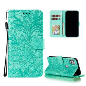 For Motorola Moto G 5G Lace Flower Embossing Pattern Horizontal Flip Leather Case with Holder & Card Slots & Wallet & Photo Frame(Green) (OEM)