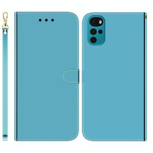 For Motorola Moto G22 Imitated Mirror Surface Horizontal Flip Leather Phone Case(Blue) (OEM)