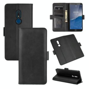 For Nokia C3 Dual-side Magnetic Buckle Horizontal Flip Leather Case with Holder & Card Slots & Wallet(Black) (OEM)