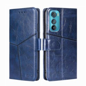 For Motorola Edge 30 Geometric Stitching Horizontal Flip Leather Phone Case(Blue) (OEM)