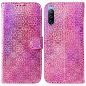 For Sony Xperia 10 III Colorful Magnetic Buckle Leather Phone Case(Pink) (OEM)