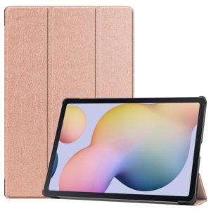 For Samsung Galaxy Tab S8+ / Tab S8 Plus / Tab S7 FE / Tab S7+ Custer Texture Smart PU Leather Case with Sleep / Wake-up Function & 3-Fold Holder(Rose Gold) (OEM)