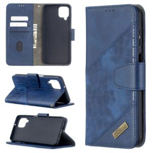 For Samsung Galaxy A12 Matching Color Crocodile Texture Horizontal Flip PU Leather Case with Wallet & Holder & Card Slots(Blue) (OEM)
