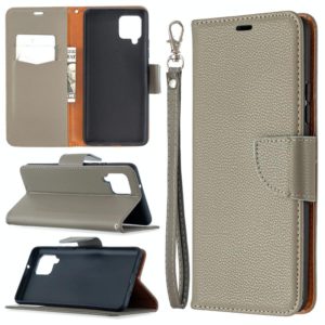 For Samsung Galaxy A42 5G Litchi Texture Pure Color Horizontal Flip PU Leather Case with Holder & Card Slots & Wallet & Lanyard(Grey) (OEM)