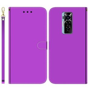 For Tecno Phantom X Imitated Mirror Surface Horizontal Flip Leather Phone Case(Purple) (OEM)