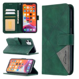 For iPhone 11 Rhombus Texture Magnetic Buckle Horizontal Flip Leather Case with Holder & Card Slots & Wallet & Photo Frame(Green) (OEM)