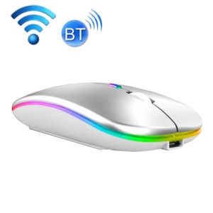 C7002 2400DPI 4 Keys Colorful Luminous Wireless Mouse, Color: Dual-modes Silver (OEM)