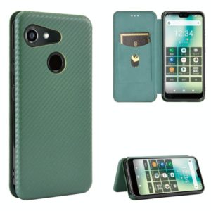 For Kyocera Gratina KYV48 Carbon Fiber Texture Horizontal Flip TPU + PC + PU Leather Case with Card Slot(Green) (OEM)