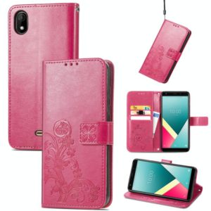 For Wiko Y61 Four-leaf Clasp Embossed Buckle Mobile Phone Protection Leather Case with Lanyard & Card Slot & Wallet & Bracket Function(Magenta) (OEM)