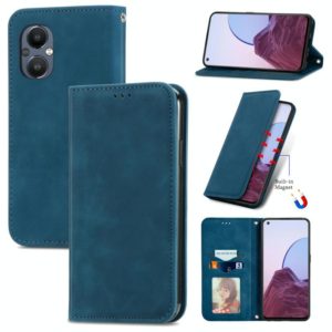 For OnePlus Nord N20 5G Retro Skin Feel Magnetic Leather Case(Blue) (OEM)