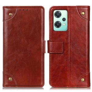 For OnePlus CE 2 Lite 5G Copper Buckle Nappa Texture Leather Phone Case(Brown) (OEM)