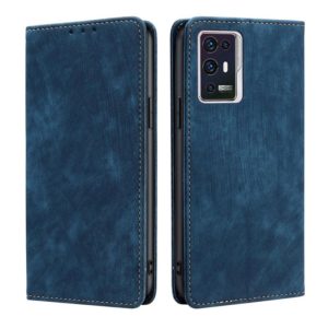 For ZTE Axon 30 Pro RFID Anti-theft Brush Magnetic Leather Phone Case(Blue) (OEM)
