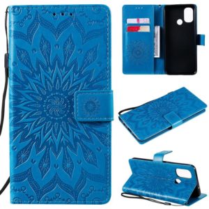 For OnePlus Nord N100 Sun Embossing Pattern Horizontal Flip Leather Case with Card Slot & Holder & Wallet & Lanyard(Blue) (OEM)