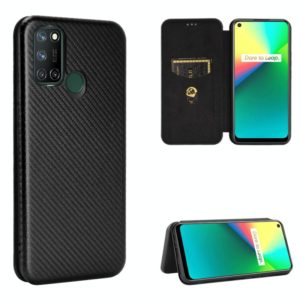 For OPPO Realme 7i Carbon Fiber Texture Horizontal Flip TPU + PC + PU Leather Case with Card Slot(Black) (OEM)