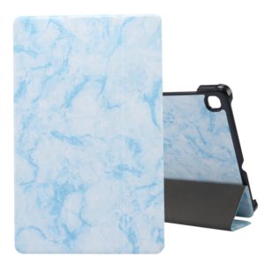 For Galaxy Tab S6 Lite P610 / P615 Marble Texture Horizontal Flip Leather Case, with Three-folding Holder & Sleep / Wake-up Function(Blue) (OEM)