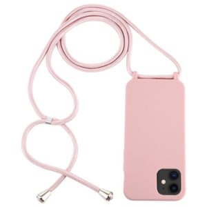 For iPhone 12 mini Candy Colors TPU Protective Case with Lanyard(Rose Gold) (OEM)
