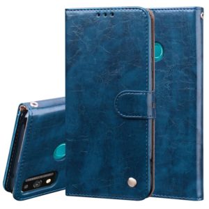 For Huawei Honor 9X Lite Business Style Oil Wax Texture Horizontal Flip Leather Case with Holder & Card Slots & Wallet(Blue) (OEM)