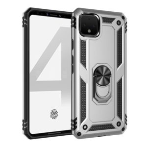 For Google Pixel 4 Shockproof TPU + PC Protective Case with 360 Degree Rotating Holder(Silver) (OEM)