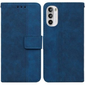 For Motorola Moto G52 Geometric Embossed Leather Phone Case(Blue) (OEM)