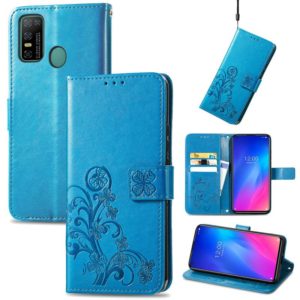 For Doogee N30 Four-leaf Clasp Embossed Buckle Mobile Phone Protection Leather Case(Blue) (OEM)