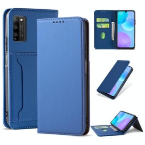 For Huawei Honor 30 Lite Strong Magnetism Liquid Feel Horizontal Flip Leather Case with Holder & Card Slots & Wallet(Blue) (OEM)