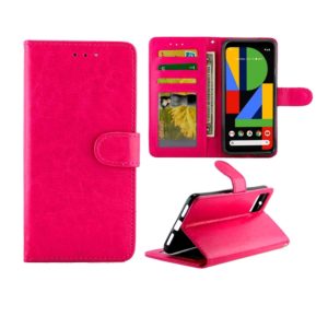 For Google Pixel4 XL Crazy Horse Texture Leather Horizontal Flip Protective Case with Holder & Card Slots & Wallet & Photo Frame(Magenta) (OEM)