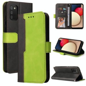 For Samsung Galaxy A02s EU Version Business Stitching-Color Horizontal Flip PU Leather Case with Holder & Card Slots & Photo Frame(Green) (OEM)