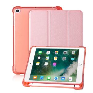 For iPad mini 5 / mini 4 / mini 3 / mini 2 / mini 3-folding Litchi Texture Horizontal Flip PU Leather + Shockproof TPU Case with Holder & Pen Slot(Rose Gold) (OEM)