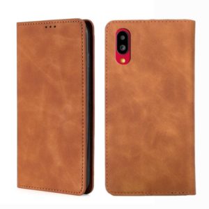 For Sharp Simple Sumaho 6 A201SH Skin Feel Magnetic Horizontal Flip Leather Phone Case(Light Brown) (OEM)