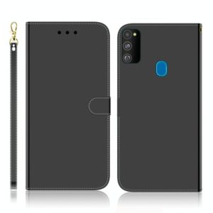 For Galaxy M30s Imitated Mirror Surface Horizontal Flip Leather Case with Holder & Card Slots & Wallet & Lanyard(Black) (OEM)