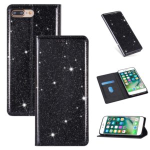 For iPhone 8 Plus / 7 Plus Ultrathin Glitter Magnetic Horizontal Flip Leather Case with Holder & Card Slots(Black) (OEM)