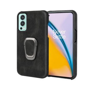 For OnePlus Nord 2 5G Ring Holder PU Phone Case(Black) (OEM)