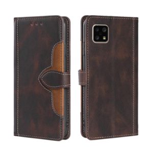 For Sharp Aquos Sense 4 4G/5G Skin Feel Straw Hat Magnetic Buckle Leather Phone Case(Brown) (OEM)