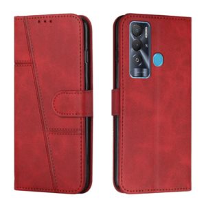 For Tecno Pova Neo Stitching Calf Texture Buckle Leather Phone Case(Red) (OEM)