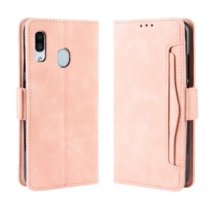 Wallet Style Skin Feel Calf Pattern Leather Case For Galaxy A40,with Separate Card Slot(Pink) (OEM)