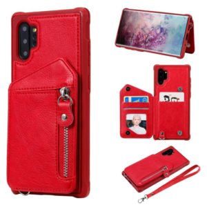 For Galaxy Note 10 Plus Dual Buckles Zipper Shockproof Back Cover Protective Case with Holder & Card Slots & Wallet & Lanyard & Photos Frames(Red) (OEM)