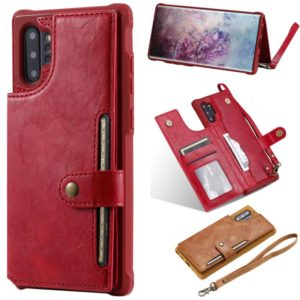 For Galaxy Note 10 Plus Buckle Zipper Shockproof Protective Case with Holder & Card Slots & Wallet & Lanyard & Photos Frame(Red) (OEM)