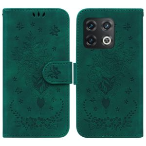 For OnePlus 10 Pro 5G Butterfly Rose Embossed Leather Phone Case(Green) (OEM)