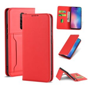 For Xiaomi Redmi 9 Strong Magnetism Shockproof Horizontal Flip Liquid Feel Leather Case with Holder & Card Slots & Wallet(Red) (OEM)