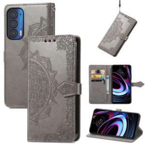 For Motorola Edge 2021 Mandala Embossing Pattern Horizontal Flip Leather Case with Holder & Card Slots & Wallet & Lanyard(Gray) (OEM)