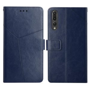For Huawei P20 Pro Y Stitching Horizontal Flip Leather Phone Case with Holder & Card Slots & Wallet & Photo Frame(Blue) (OEM)