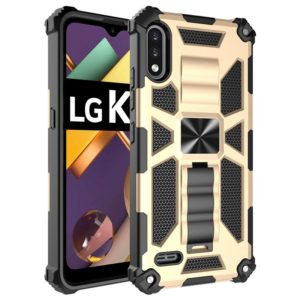 For LG K22 Shockproof TPU + PC Magnetic Protective Case with Holder(Gold) (OEM)
