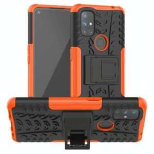 For OnePlus Nord N10 5G Tire Texture Shockproof TPU+PC Protective Case with Holder(Orange) (OEM)