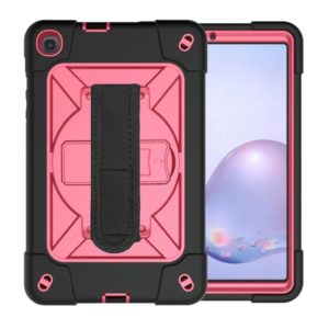 For Samsung Galaxy Tab A8.4 (2020) T307 Contrast Color Robot Shockproof Silicon + PC Protective Case with Holder & Pen Slot(Black Rose) (OEM)