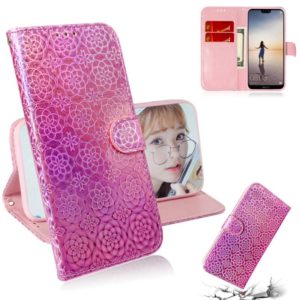 For Huawei P20 Lite / Nova 3e Solid Color Colorful Magnetic Buckle Horizontal Flip PU Leather Case with Holder & Card Slots & Wallet & Lanyard(Pink) (OEM)