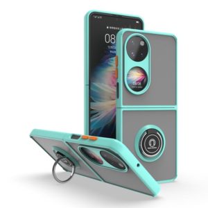 For Huawei P50 Pocket Q Shadow I Ring Kickstand PC and TPU Hybrid Phone Case(Sky Blue) (OEM)
