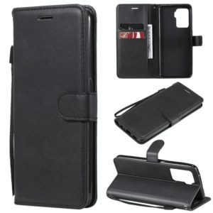 For OPPO A94 4G Solid Color Horizontal Flip Protective Leather Case with Holder & Card Slots & Wallet & Photo Frame & Lanyard(Black) (OEM)