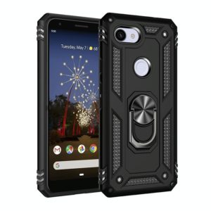 For Google Pixel 3a Shockproof TPU + PC Protective Case with 360 Degree Rotating Holder(Black) (OEM)