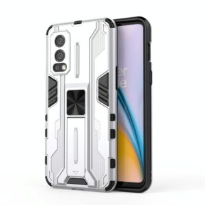 For OnePlus Nord 2 5G Supersonic PC + TPU Shock-proof Protective Case with Holder(Silver) (OEM)