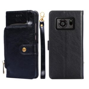 For Sharp Aquos R6 Zipper Bag Leather Phone Case(Black) (OEM)